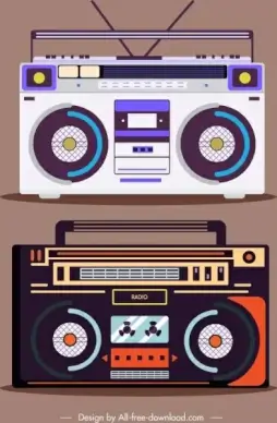 radio model icons dark bright colored decor