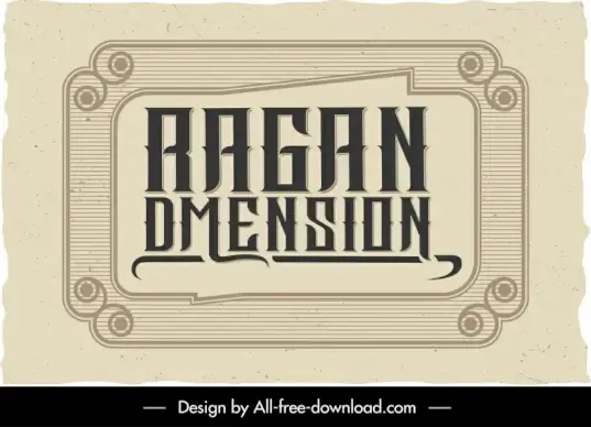 ragan dimension label template retro elegant symmetric frame texts decor
