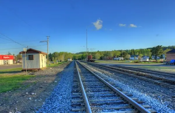 railway the other way at lake nipigon ontario canada