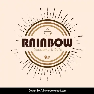 rainbow cafe logo template classical circle rays flat design