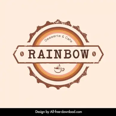rainbow cafe logotype flat elegant retro circle ribbon sketch