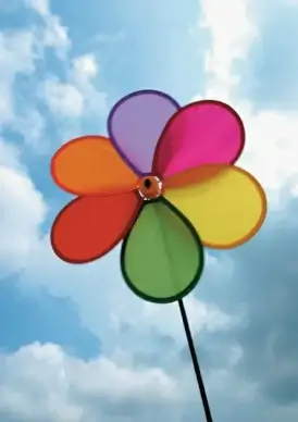 rainbow windmill under blue sky hd picture