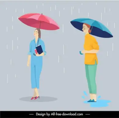 rainy street background cartoon characters sketch