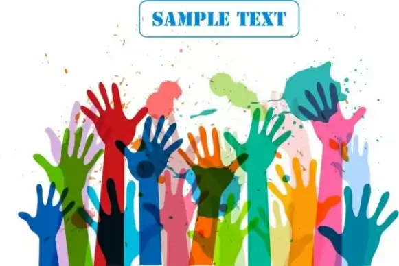 raising hands background grunge colorful decoration
