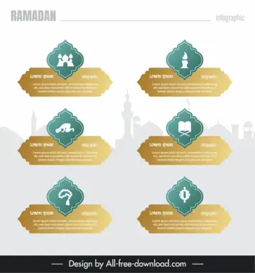 ramadan infographic design elements silhouette islam symbols