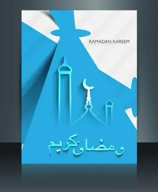 ramadan kareem mosque colorful template vector