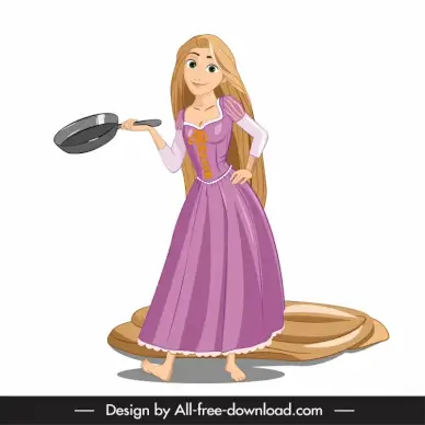 rapunzel cartoon character icon funny dynamic design 