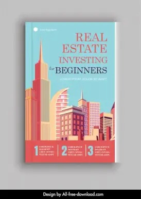 real estate book cover template elegant modern city buildings scene decor