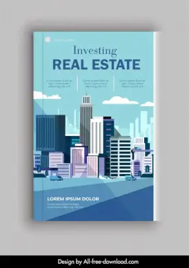 real estate book cover template modern city scene sketch