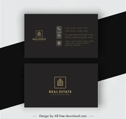 real estate business card template elegant dark plain