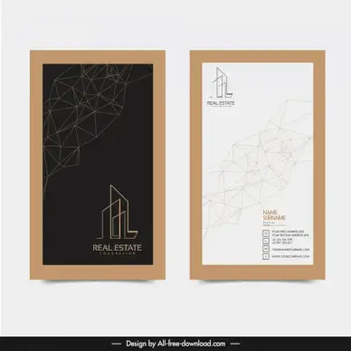 real estate business card  templates architecture logotype geometric connection lines sketch