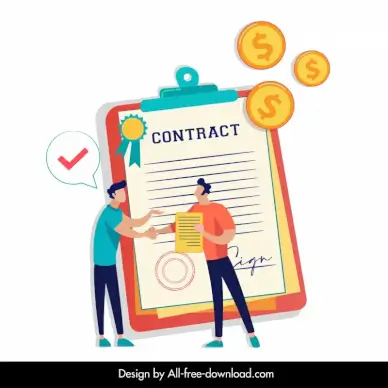 real estate deal design elements men shaking hands contract money sketch