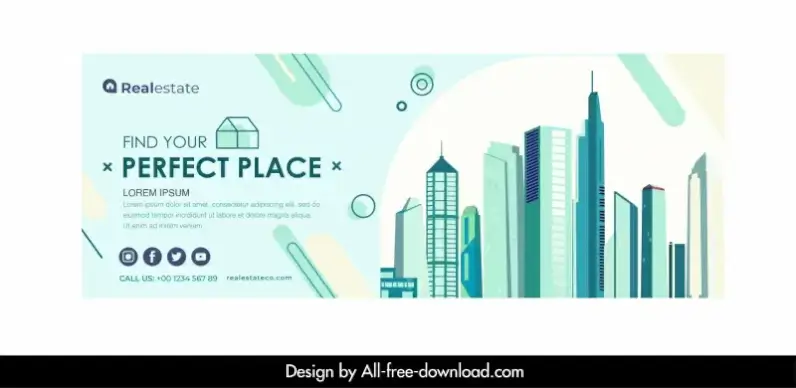 real estate facebook cover elegant modern city scene sketch