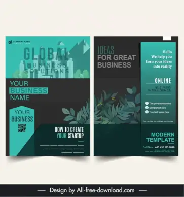 real estate flyer template dark architecture leaves decor