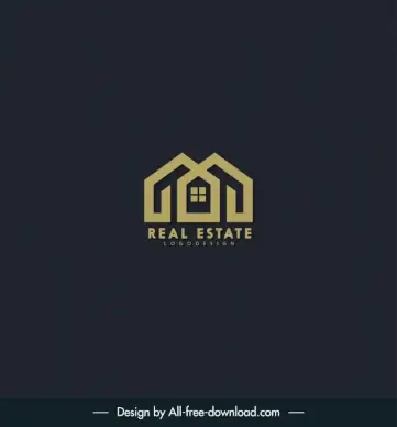real estate logo template dark flat house window stylization sketch
