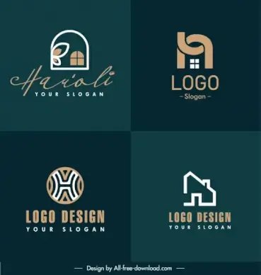 real estate logo templates flat house shapes sketch