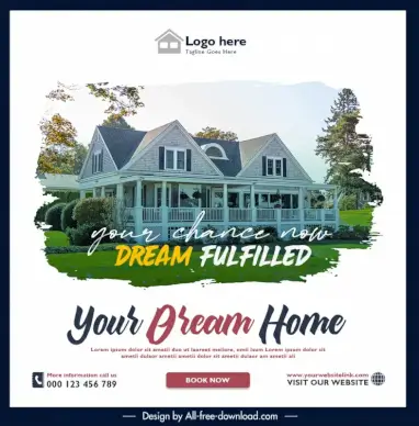 real estate media posts templates modern realistic design