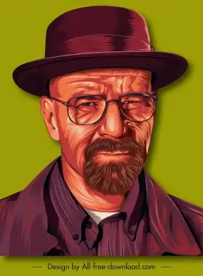 realistic cartoon portrait bryan cranston as walter white on breaking bad