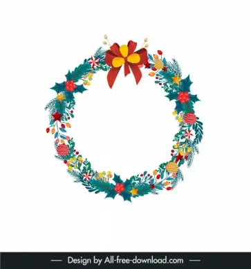 realistic christmas wreath icon elegant classical baubles leaves flora decor