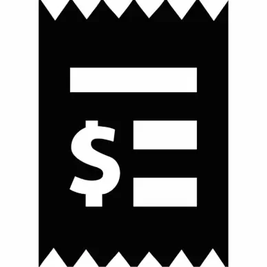 receipt sign icon flat black white contrast finance symbol geometric sketch