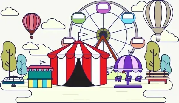 recreational park background multicolored flat design