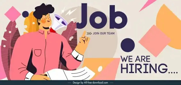 recruitment poster candidate megaphone sketch classic cartoon