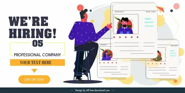 recruitment poster personnel profile sketch cartoon design
