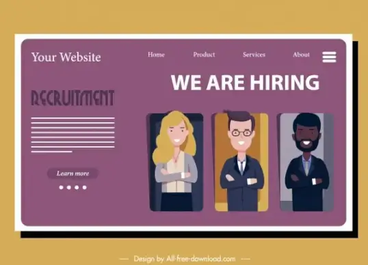 recruitment web page template candidates sketch cartoon characters