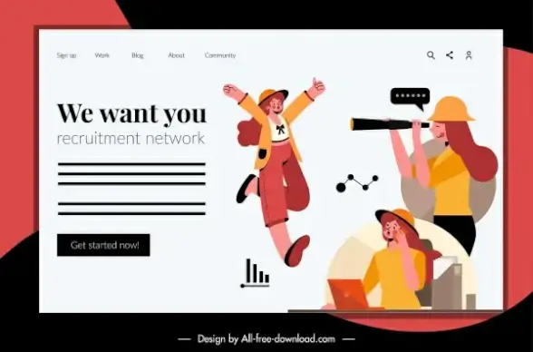 recruitment webpage template people sketch cartoon design