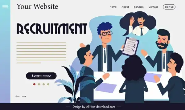 recruitment website template workplace meeting sketch cartoon design