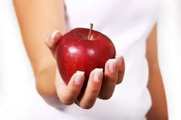 red apple in hand
