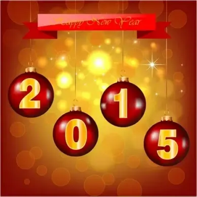 Red balls with numbers of the 2015 year