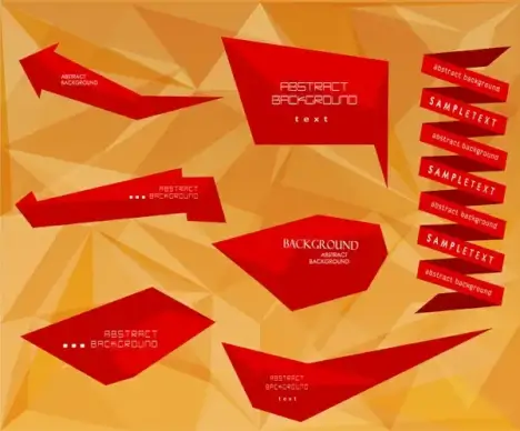 red banner and ribbon in various shape