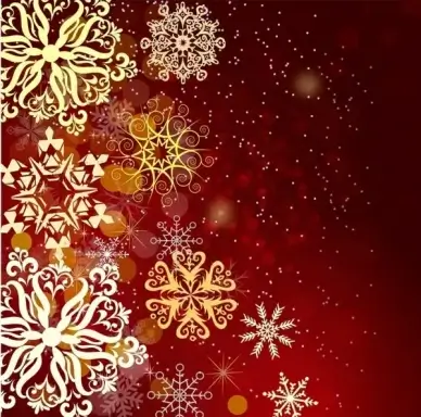 Red christmas background with snow