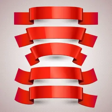 red glossy ribbon set