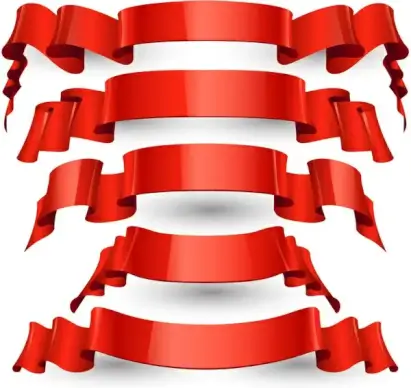 red glossy ribbon set