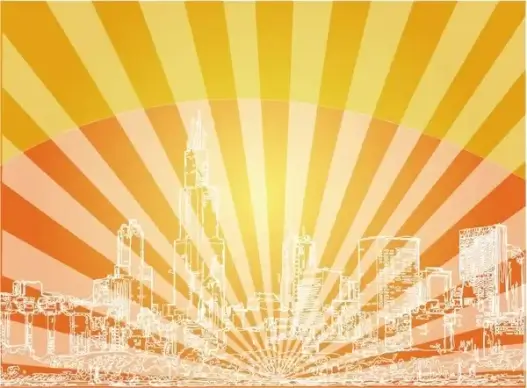 Red Skyline City Background