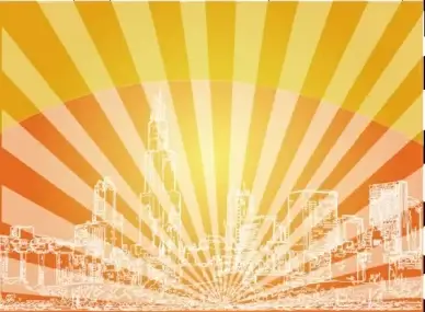 red skyline city background vector design