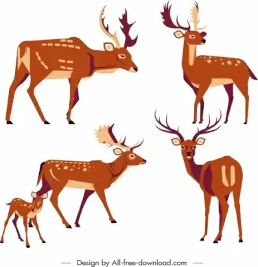reindeer icons cute cartoon characters sketch