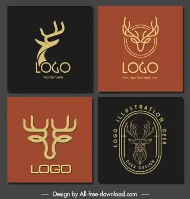 reindeer logo templates classical handdrawn polygonal shapes