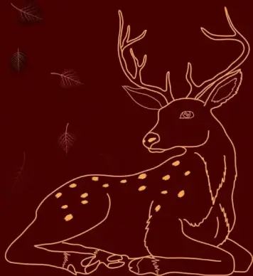 reindeer sketch red background decoration closeup cartoon style