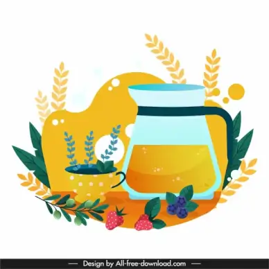 relax background fruit tea sketch colorful flat classic