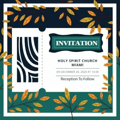 religion invitation template natural leaves decoration