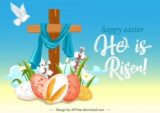 religious easter background template elegant eggs holy cross doves decor
