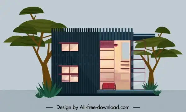residential house exterior template flat design contemporary decor