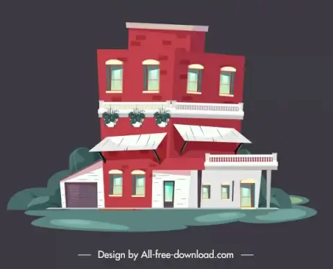 residential house icon colorful flat design contemporary decor