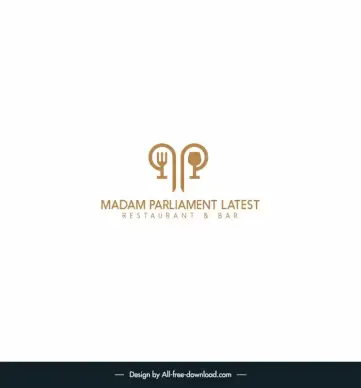  restaurant bar logotype symmetric stylized texts flat fork wineglass sketch 