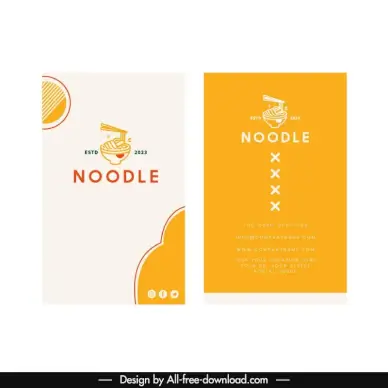 restaurant business card template flat noodle cuisine sketch