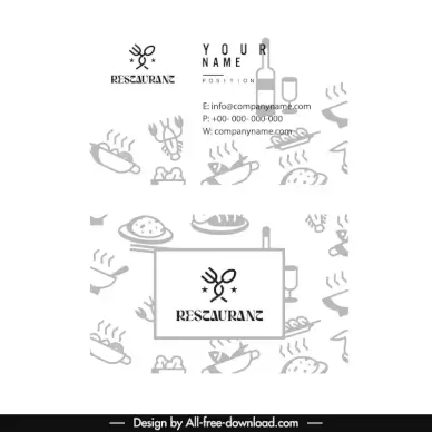 restaurant business card template messy handdrawn food elements