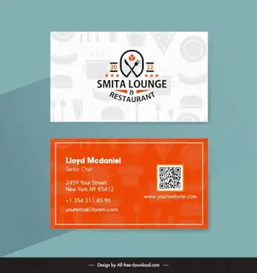 restaurant businesscard template flat blurred fast food elements